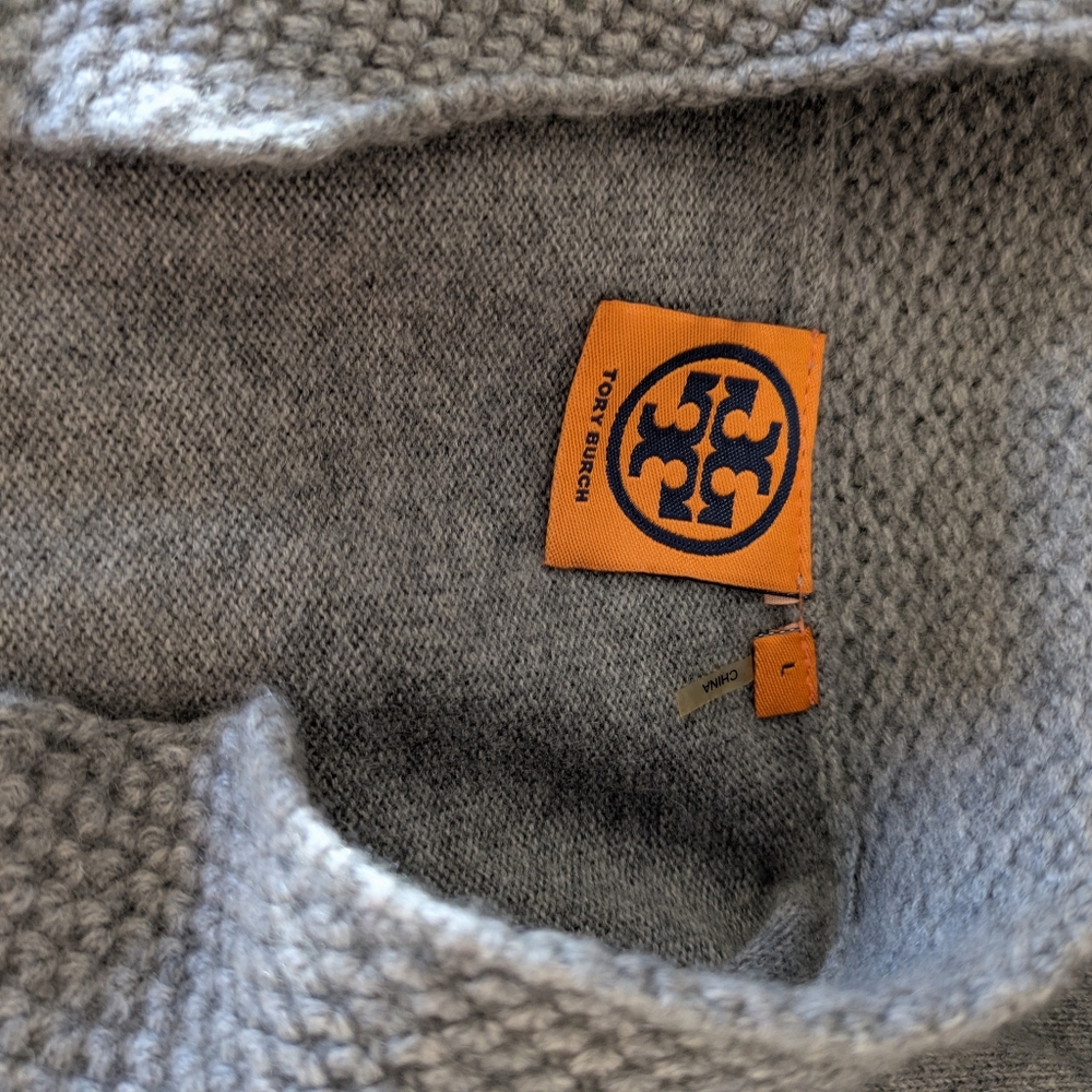 Tory Burch Cashmere L Gray Knit Tunic Sweater - Picture 6 of 6
